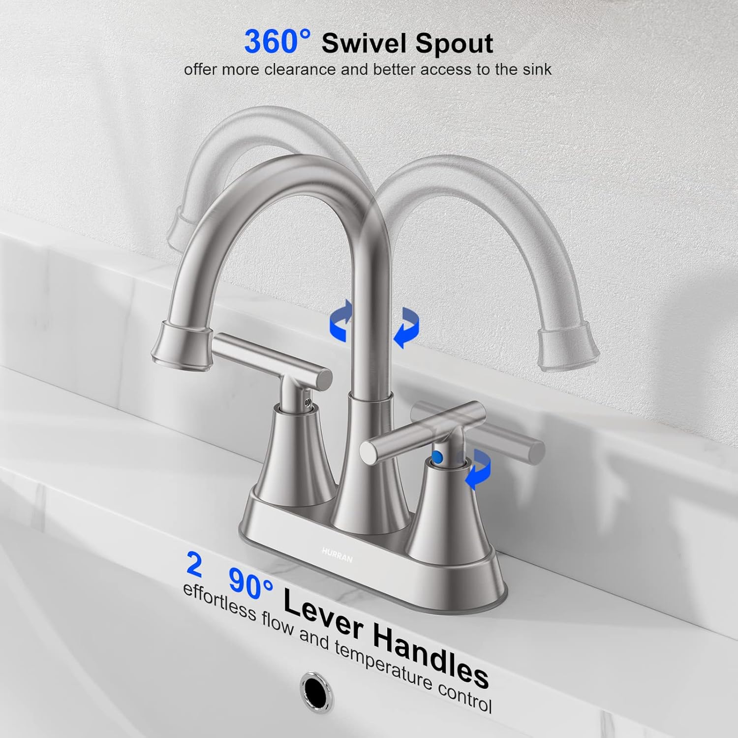 Hurran 4-Inch Centerset Bathroom Faucet