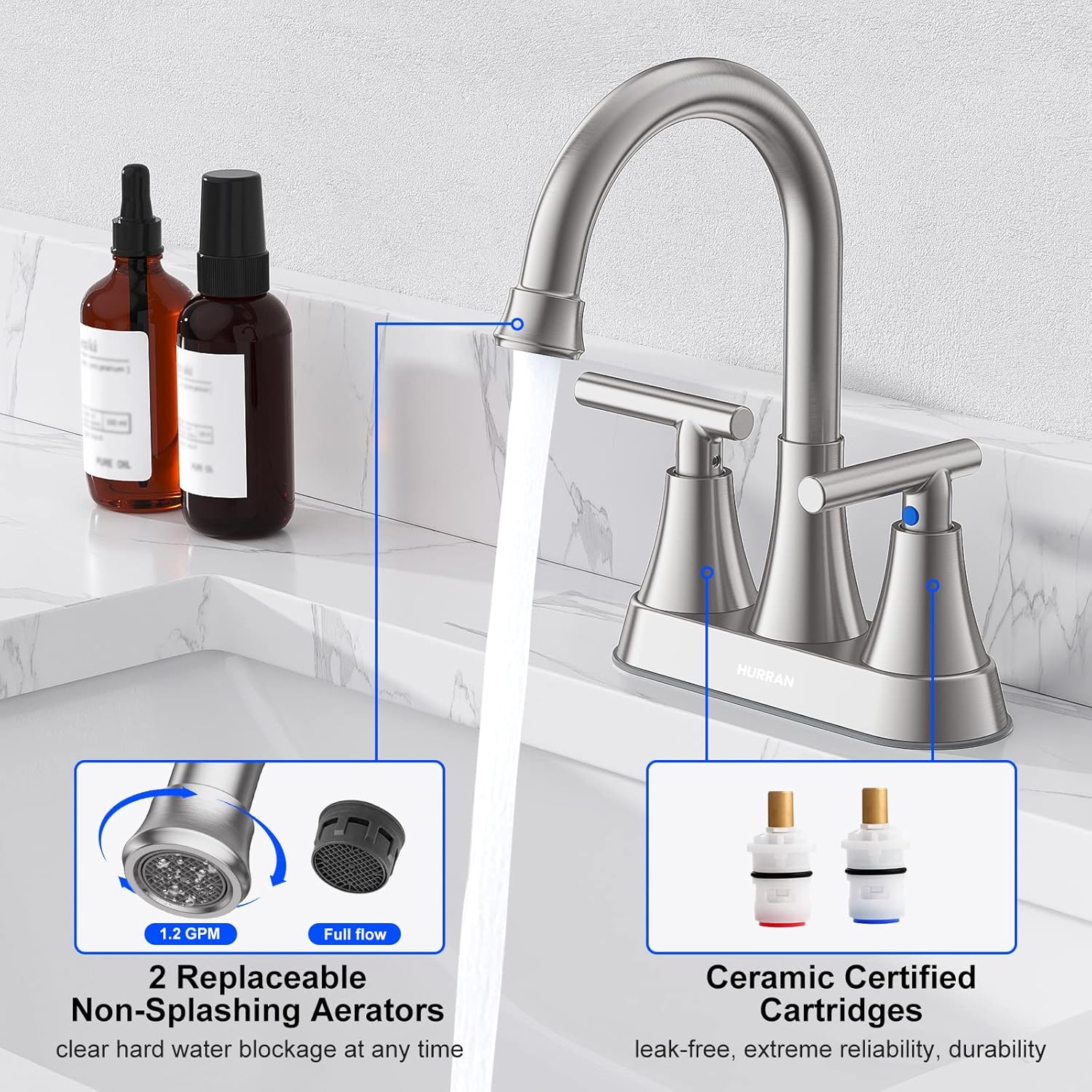 Hurran 4-Inch Centerset Bathroom Faucet