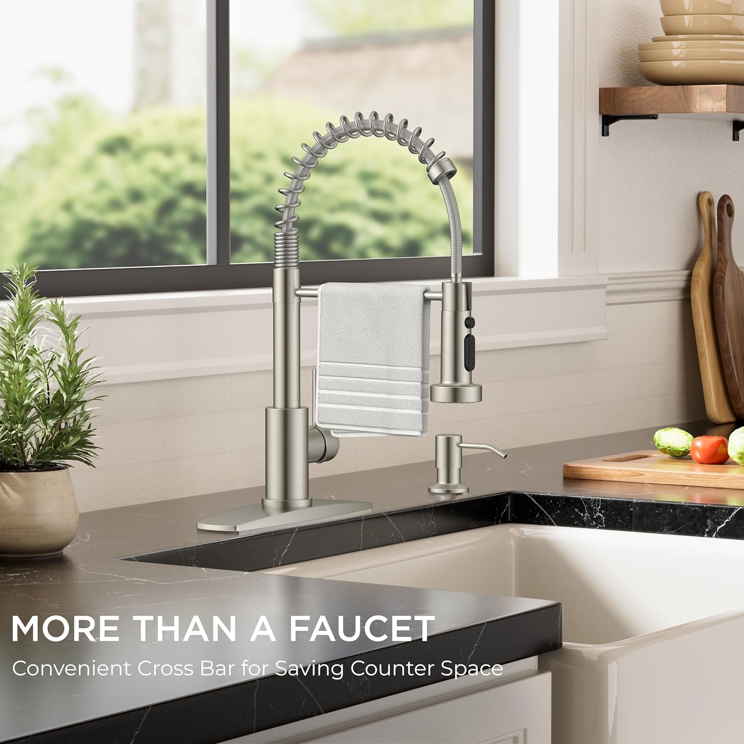 Kitchen Faucets with Sprayer, Stainless Steel Sink Faucet with Deck Plate, Commercial Classic Faucet for Kitchen Sink