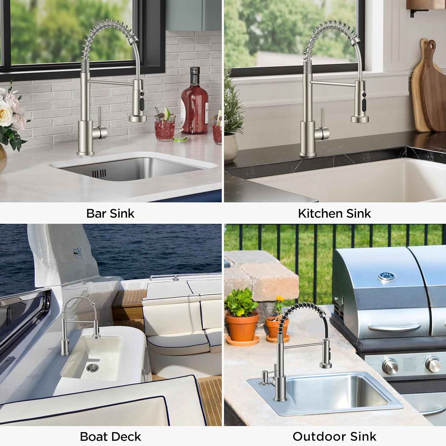 Kitchen Faucets with Sprayer, Stainless Steel Sink Faucet with Deck Plate, Commercial Classic Faucet for Kitchen Sink