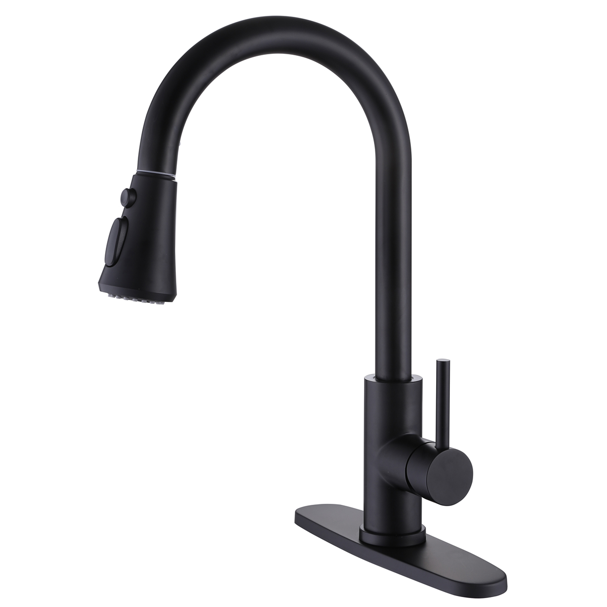 Commercial High Arc Pull Down Kitchen Sink Faucet Single Handle 3 Spray Setting Pull Out Sprayer Kitchen Tap with Escutcheon Plate