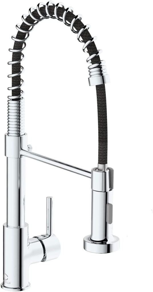Heavy Duty Pre-Rinse Spring Kitchen Faucet Dual Water Mode Pull Down Sprayer Chrome Polished Kitchen Sink Faucet