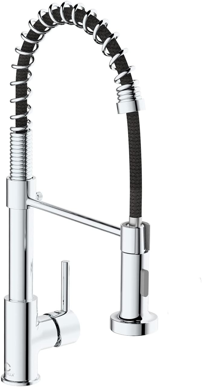 Heavy Duty Pre-Rinse Spring Kitchen Faucet Dual Water Mode Pull Down Sprayer Chrome Polished Kitchen Sink Faucet