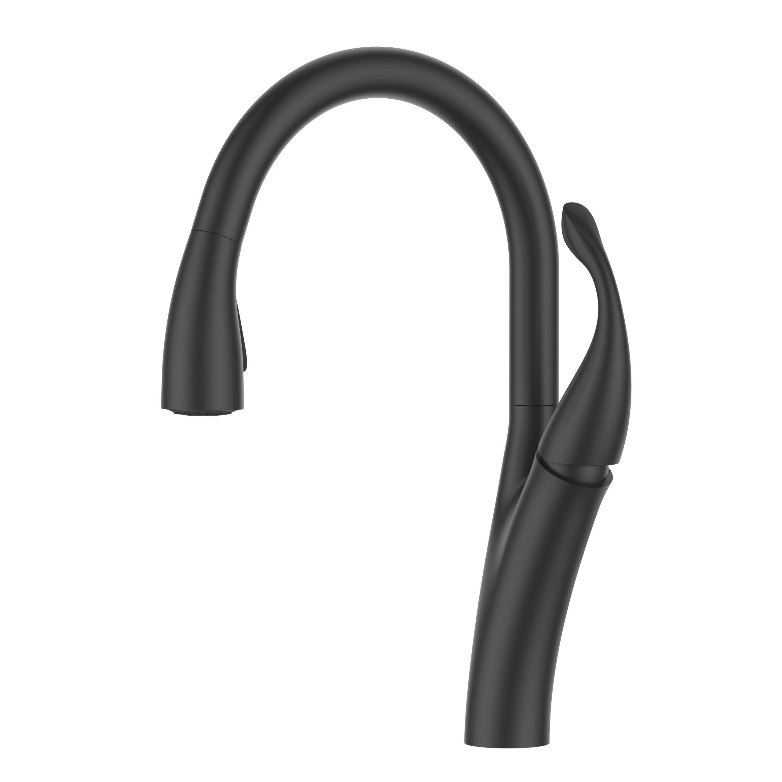Single Handle High Arc Pull Down Kitchen Faucet, 2 Water Flow Modes Retractable Sprayer Head, 360° Swivel Curved Kitchen Tap