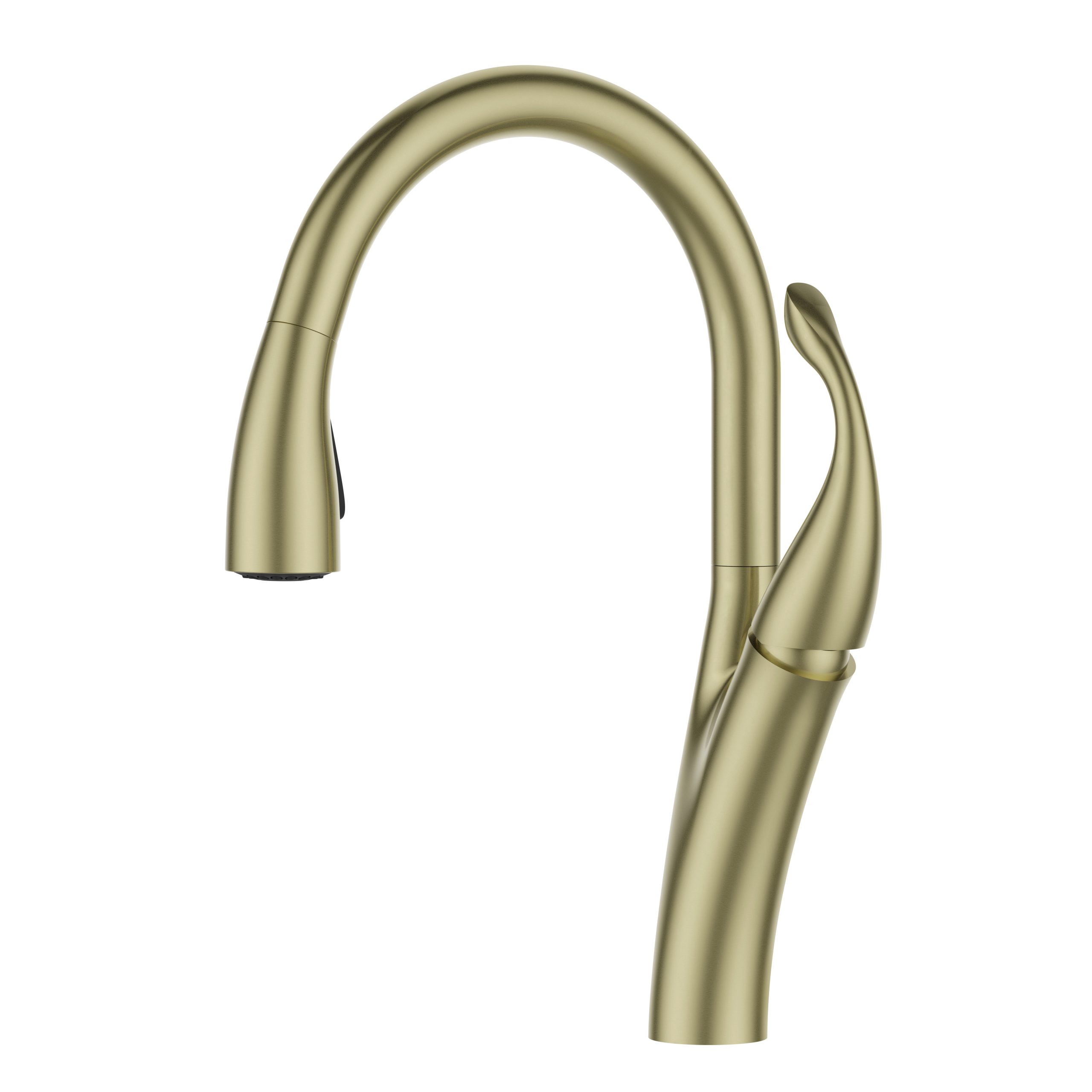 Single Handle High Arc Pull Down Kitchen Faucet, 2 Water Flow Modes Retractable Sprayer Head, 360° Swivel Curved Kitchen Tap