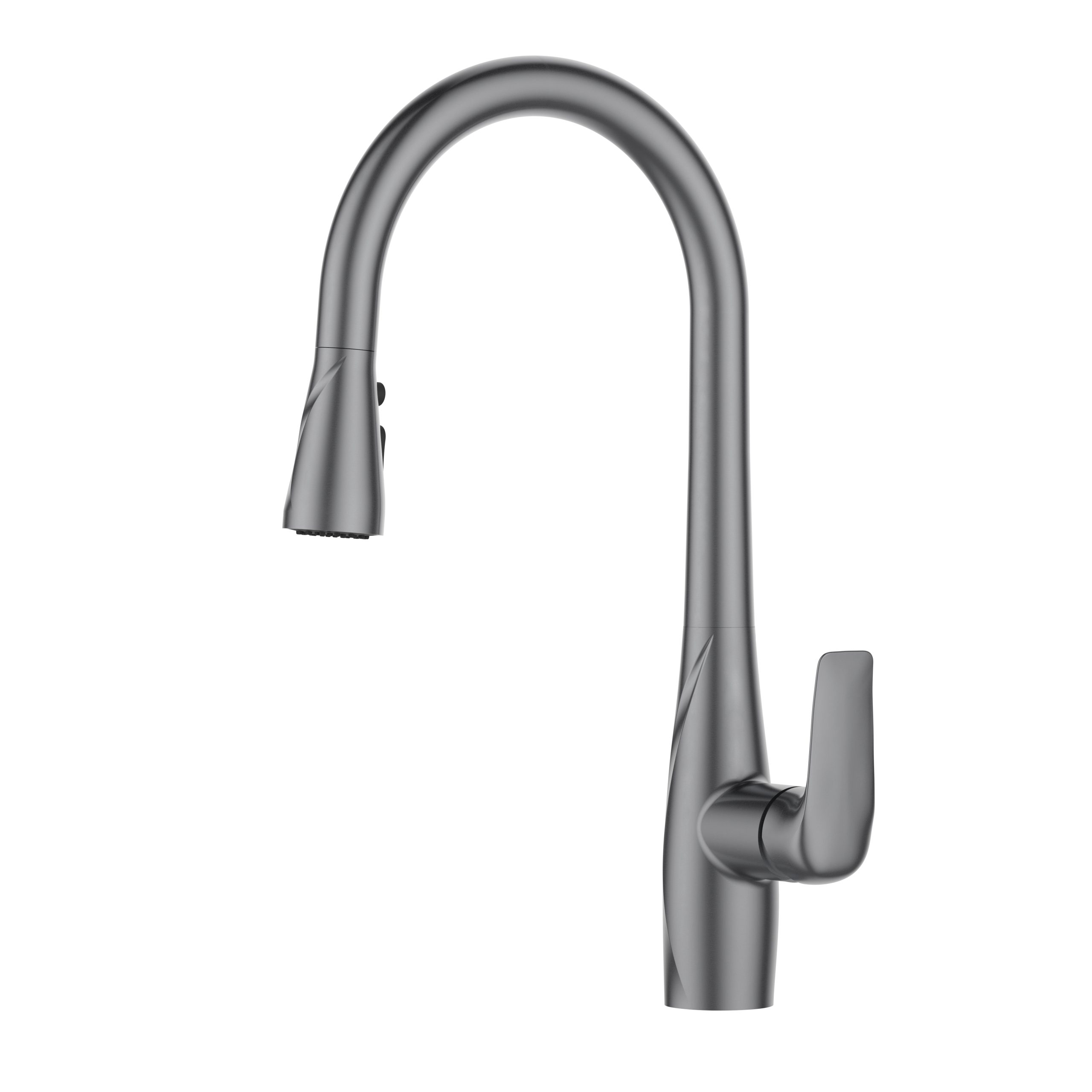 Modern Matte Black Single Handle Pulldown Kitchen Sink Faucet, Power Boost and Reflex Docking System