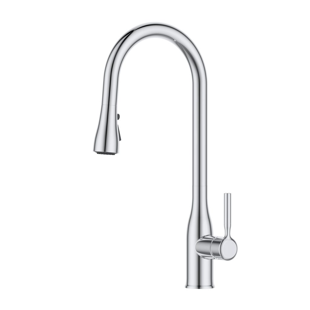 Pull Down Kitchen Faucet with 3-Function Sprayer, Single Handle, 360 Degree Swivel, ADA Compliant, Polished Chrome Finish for Kitchen Sink Installation